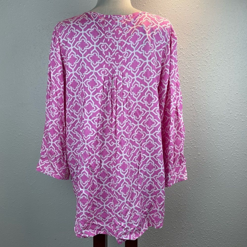 NWT Escapada Womens Pink and White 3/4 Sleeve Top Size XL - Picture 4 of 6